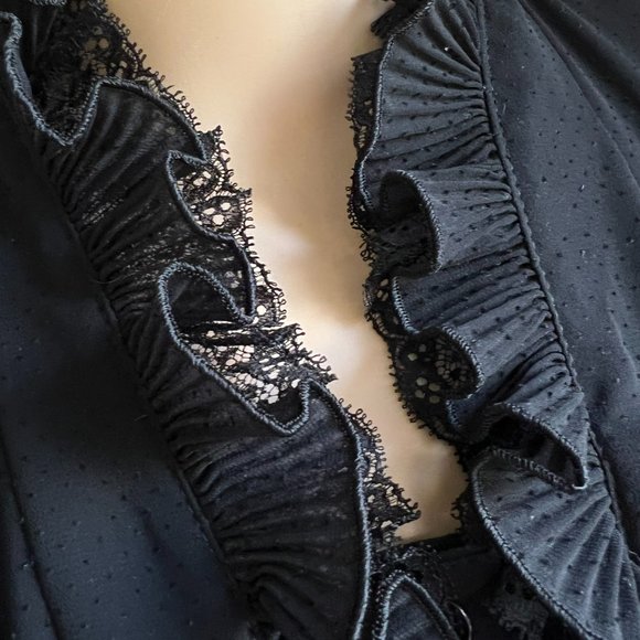 Japanese VINTAGE Goth Black LAMBALLE Long Sleeve Secretary Dress Small RARE - Picture 8 of 12